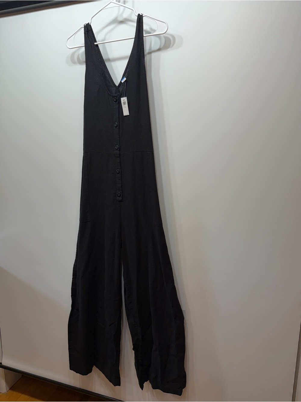 Old Navy Black Button-Front Wide-Leg Jumpsuit - Picture 12 of 14